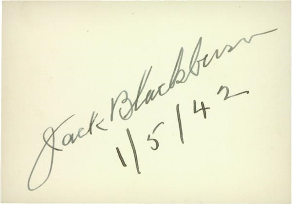 1942 Jack Blackburn Signed Card