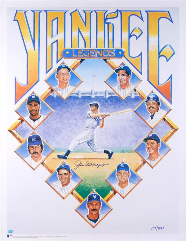 Baseball Autographs - Joe Dimaggio "Yankee Legend" Signed Lithograph