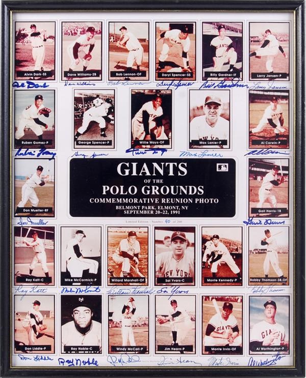 Baseball Autographs - Giants Greats Photo Montage Signed by 24 Players Including Willie Mays