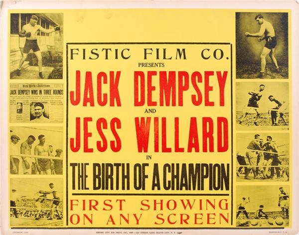 Muhammad Ali & Boxing - Jack Dempsey vs. Jess Willard Fight Film Poster