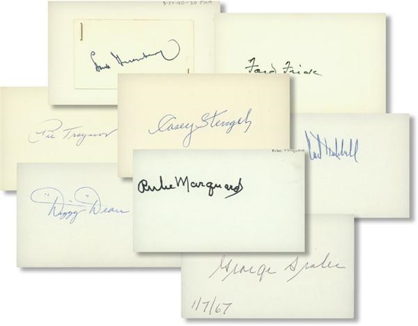 Baseball Autographs - Collection of Baseball Hall of Famers Signed 3x5" Cards (18) with Dean Dizzy