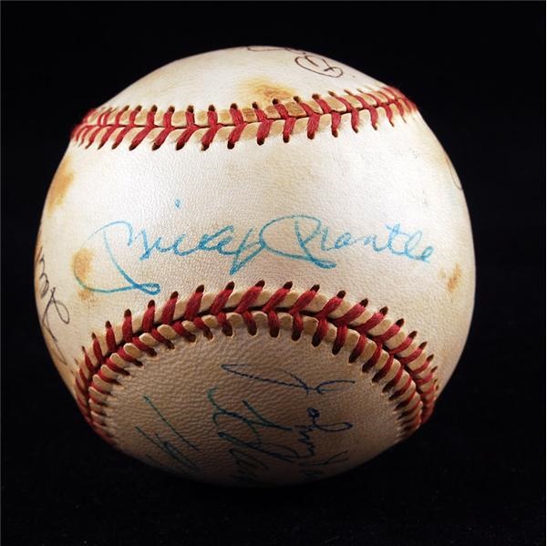 Baseball Autographs - 1974 Hall of Famers Vintage Signed Baseball with Mickey Mantle