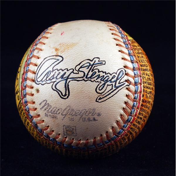 Baseball Autographs - Casey Stengel Signed Sosnak Baseball