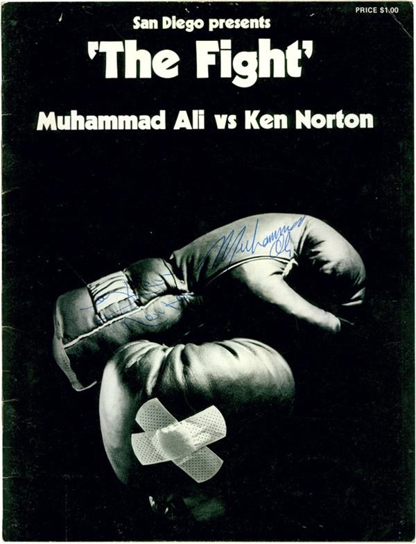 - 1973 Muhammad Ali vs. Ken Norton I Program Vintage Signed by Both Fighters
