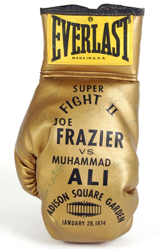 Muhammad Ali & Boxing - 1974 Muhammad Ali vs. Joe Frazier II Boxing Glove Vintage Signed by Both Fighters