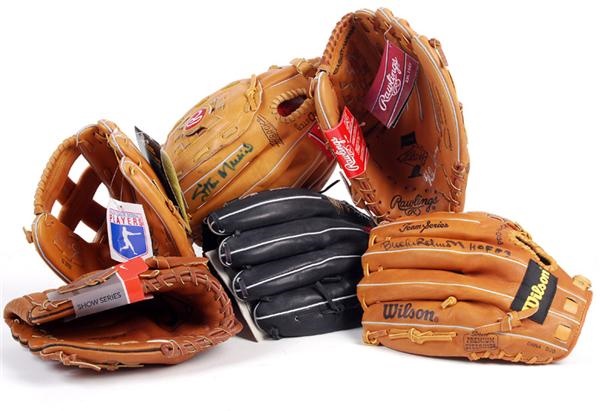 Baseball Autographs - Hall of Fame Signed Glove Collection of 6 Including Ted Williams. Stan Musial, Cal Ripken Jr and Derek Jeter