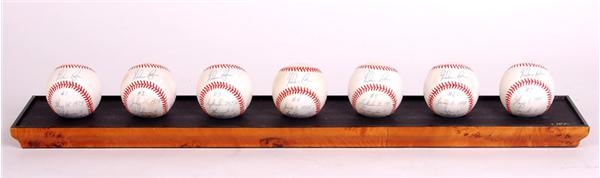 Baseball Autographs - Nolan Ryan Limited Edition 1/50 Collection of 7 Signed Baseballs With Inscriptions with Display Case