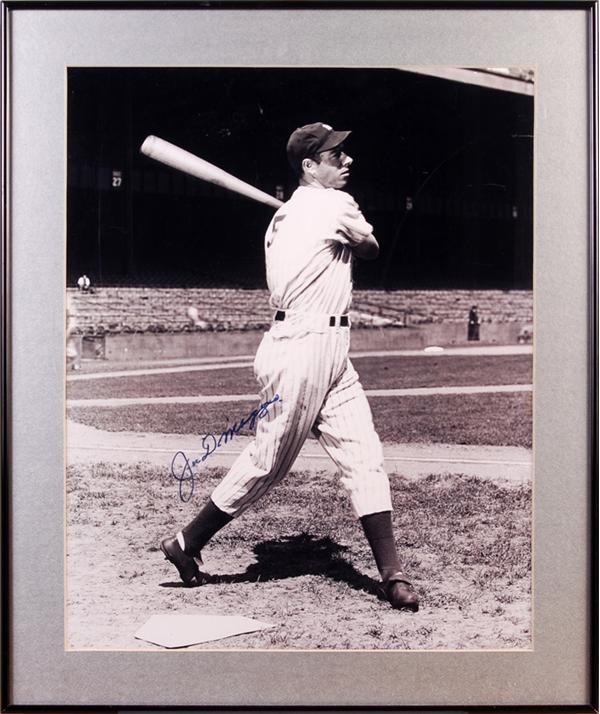 Baseball Autographs - Joe DiMaggio Signed 20" x 25'' Framed Photo