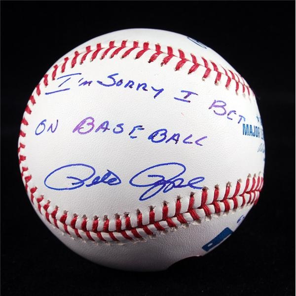 Baseball Autographs - Pete Rose "I'm Sorry I Bet on Baseball" Signed Ltd Ed Baseball