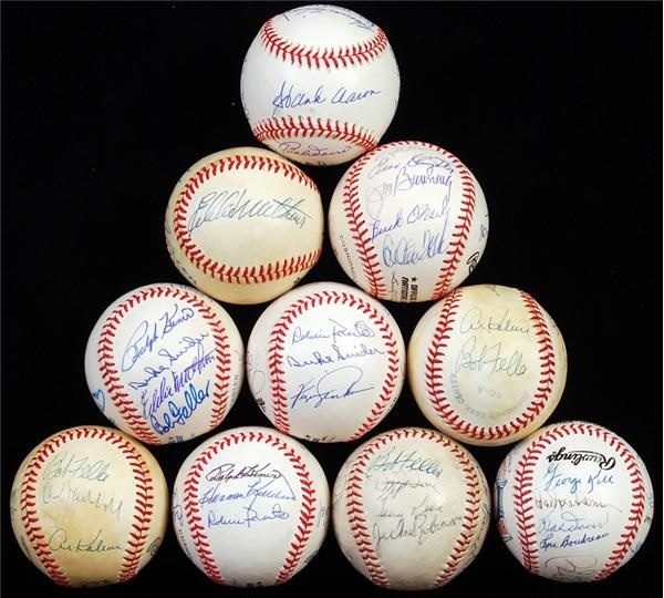 Baseball Autographs - Hall of Famers Multi-Signed Baseball Lot (10) w/ Great Names