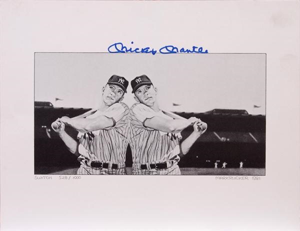 Baseball Autographs - Mickey Mantle Signed Print