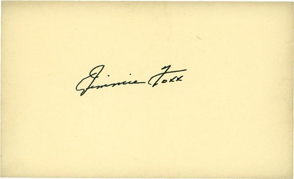 Mint Jimmie Foxx Signed 3x5” Index Card