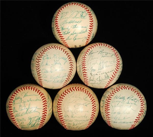 - 1950’s National League Team Signed 
Baseball Collection (6)