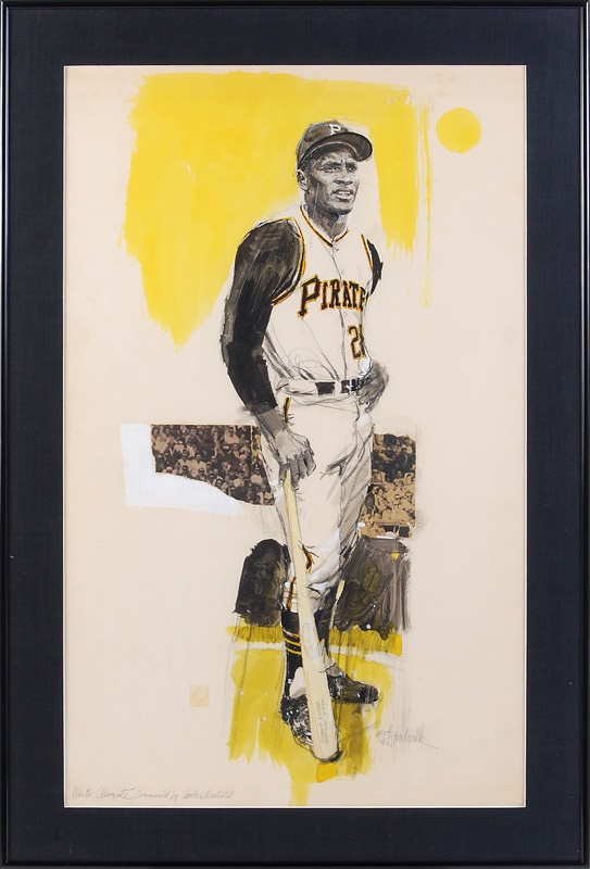 Clemente and Pittsburgh Pirates - 1966 Roberto Clemente Sports Illustrated Original Artwork