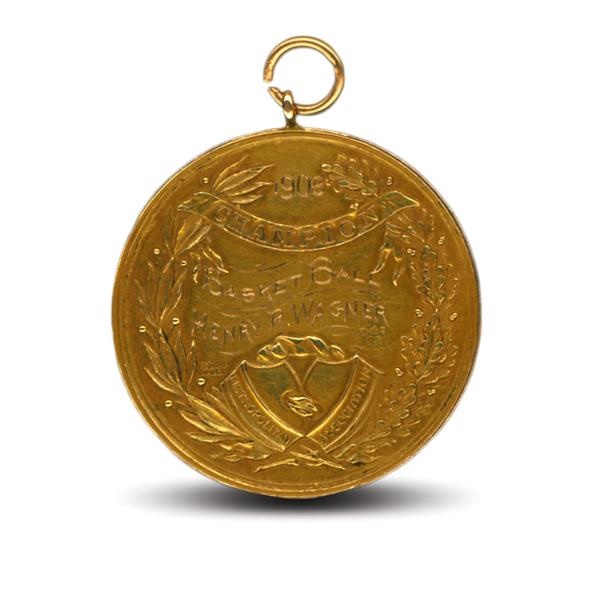 Beautiful 1 Oz Solid Gold AAU Basketball Championship Medal (1908)