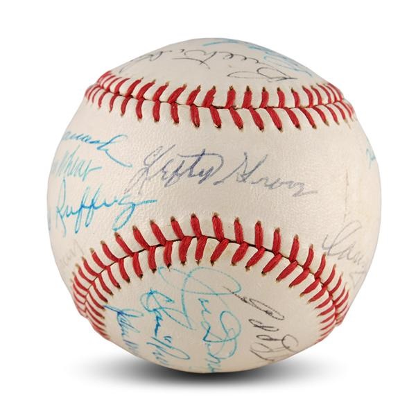 Baseball Autographs - Hall of Famer Signed Baseball with 18 Signatures