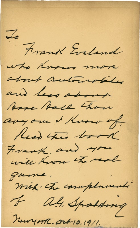 Albert Spalding Signed Letter (1911)