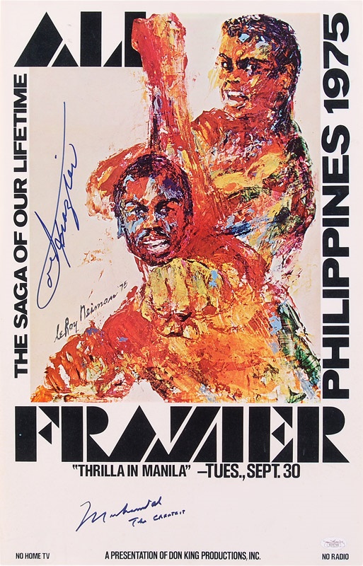 Muhammad Ali & Boxing - Muhammad Ali and Joe Frazier Signed Thrilla In Manilla Poster