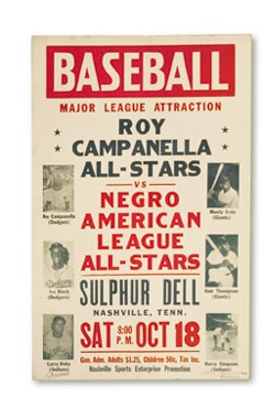 - 1952 Campanella All Stars versus Negro American League All-Stars Broadside