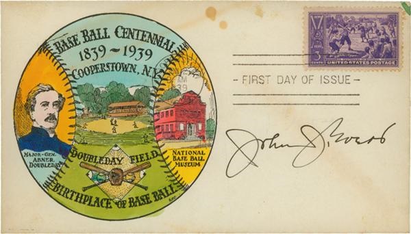 Baseball Autographs - Johnny Evers Signed 1939 Baseball Centennial 1st Day Cover