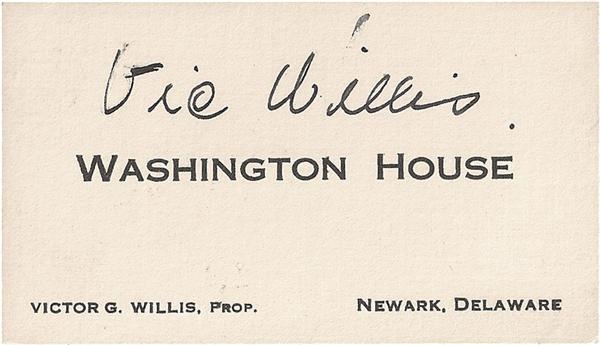 Baseball Autographs - Vic Willis Signed Business Card
