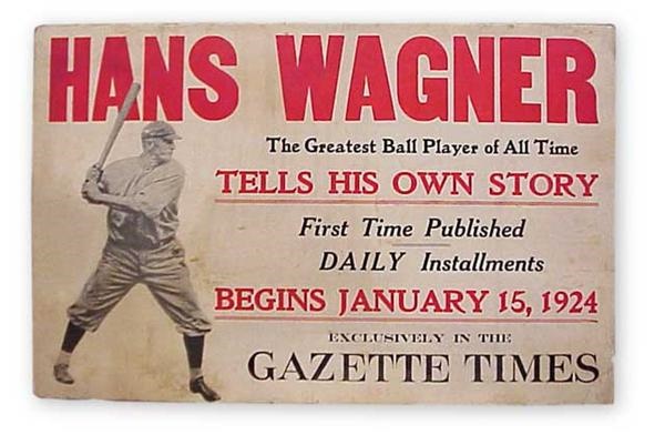 Clemente and Pittsburgh Pirates - 1924 Honus Wagner Cardboard Trolley Sign