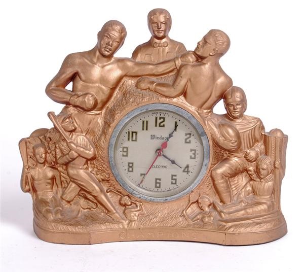 Sports Champions Clock with Babe Ruth, Red Grange and Joe Louis