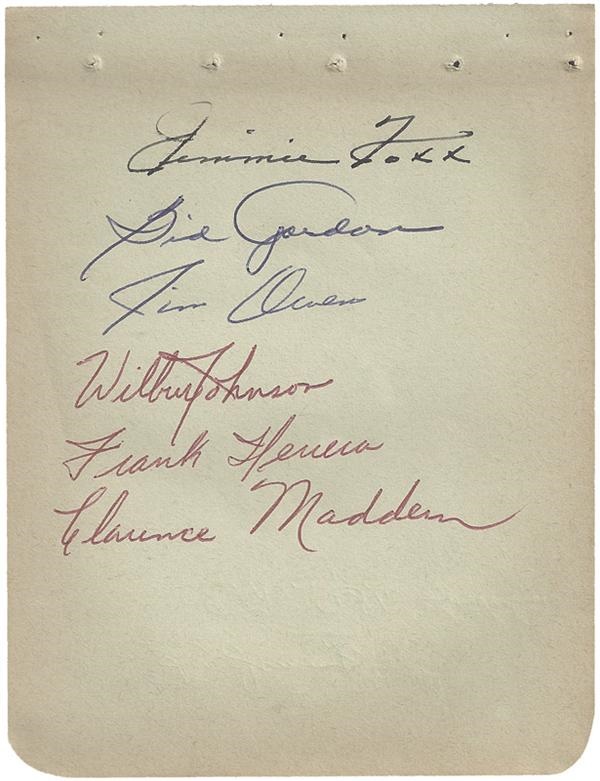 Baseball Autographs - Jimmy Foxx Signed Autograph Album Page