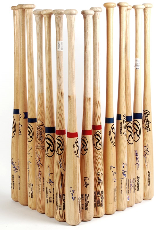 Collection of Signed Baseball Bats (14)