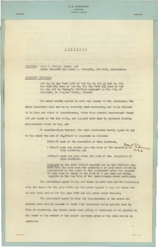 - James Naismith Signed Real Estate Contract