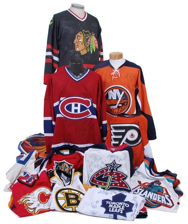 Huge NHL Replica & Authentic Team Signed Jersey Lot (32)