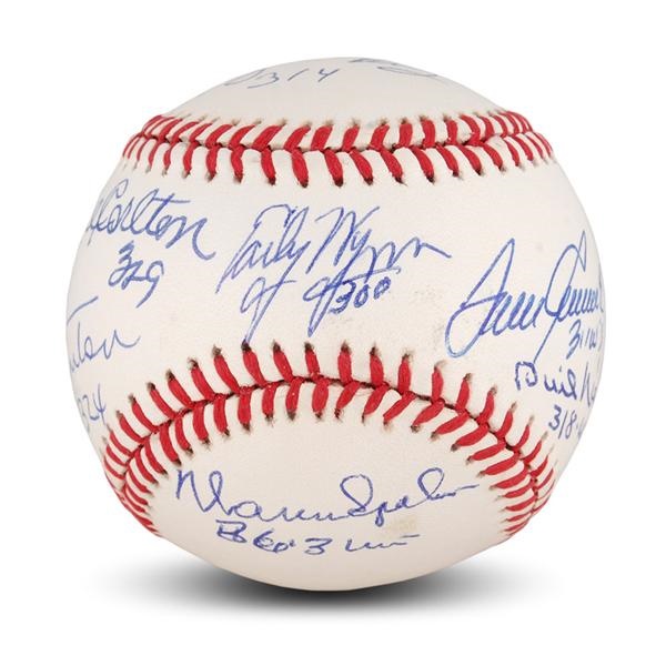 Baseball Autographs - 300 Win Club Baseball with Eight Signatures