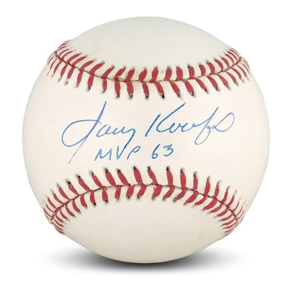 Baseball Autographs - Sandy Koufax “MVP 63” Inscribed Baseball