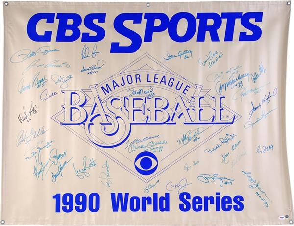 Baseball Autographs - 1990 CBS Sports World Series Signed Banner