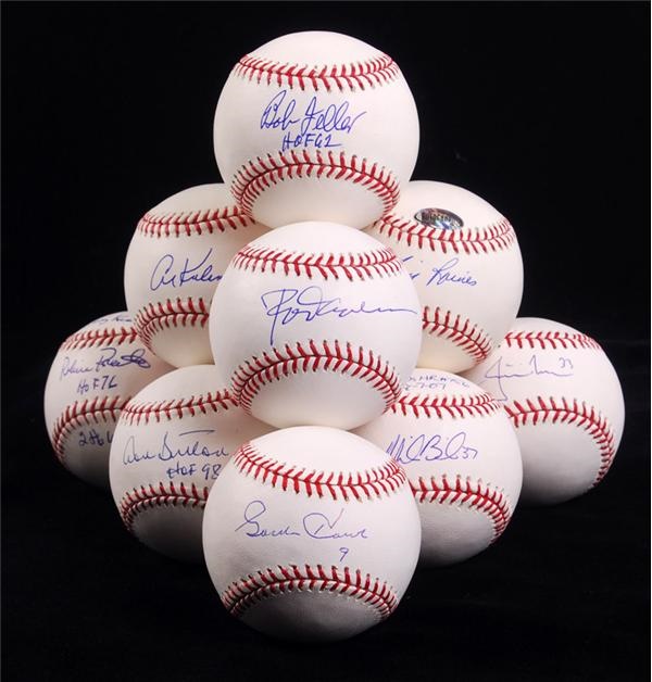 Baseball Autographs - Large Collection of Single Signed Baseballs with Inscriptions (229)