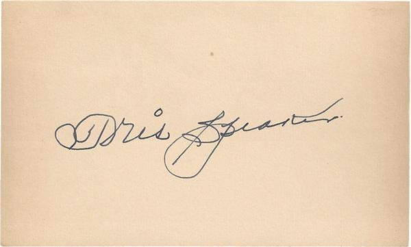 Baseball Autographs - Tris Speaker Signed 
3 x 5’’ Index Card