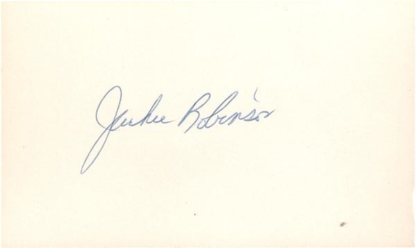 Baseball Autographs - Jackie Robinson Signed 3 x 5” Index Card