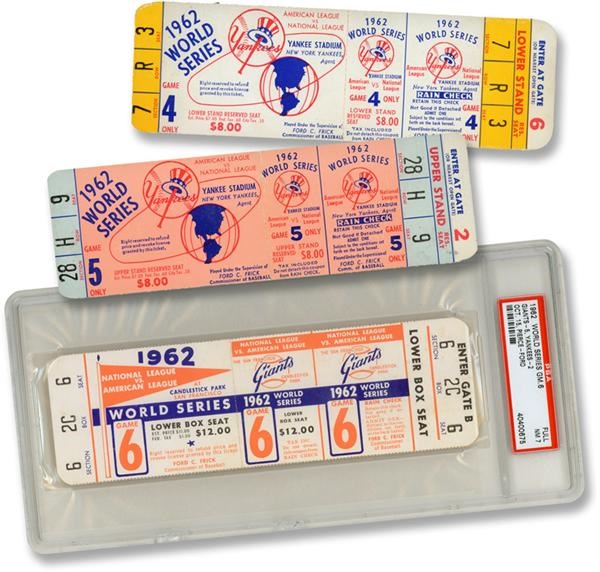 - Collection of 1962 World Series Full Tickets (3)