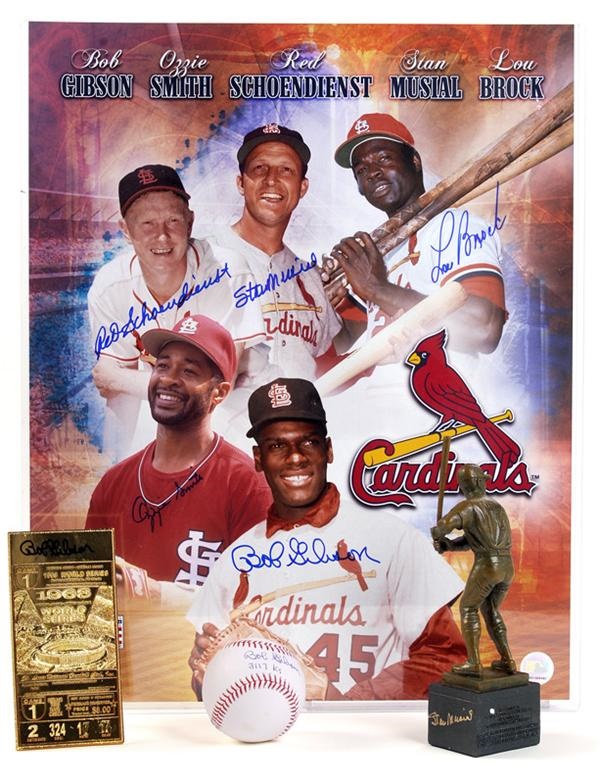 Baseball Autographs - St. Louis Cardinals Collection with Hall of Famers Signed Photo (4)