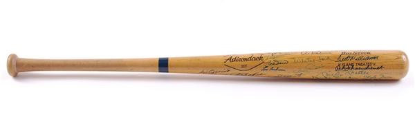 Baseball Autographs - Baseball Bat Signed by 39 Hall of Famers and Stars