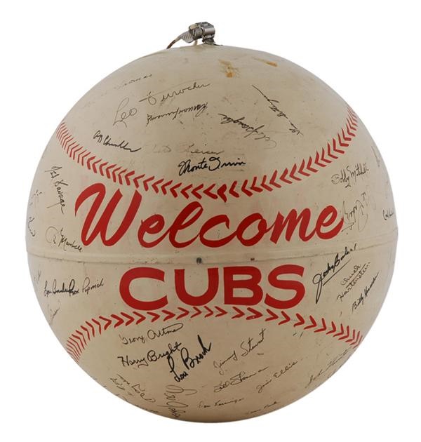 Vintage Signed Chicago Cubs Baseball Display
