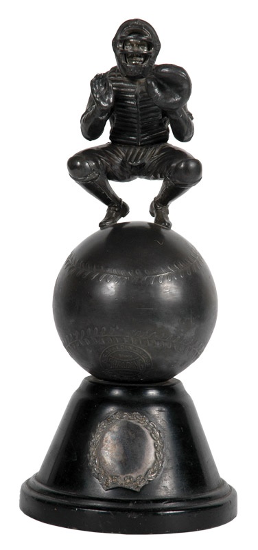 - 1920's Spalding Figural Baseball Catcher Trophy
