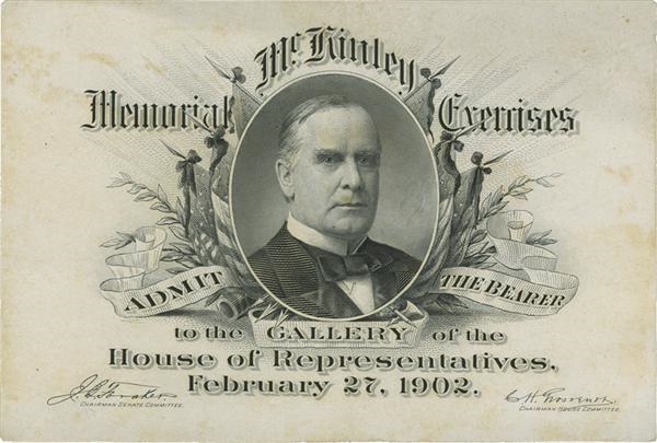 - 1902 William McKinley Memorial Unused Ticket