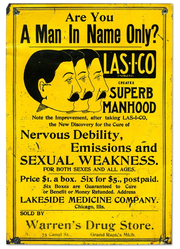 - 19th Century Superb Manhood Advertising Sign