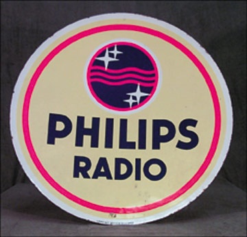 - 1940's Philips Radio "Satellite Dish" Porcelain Advertising Sign