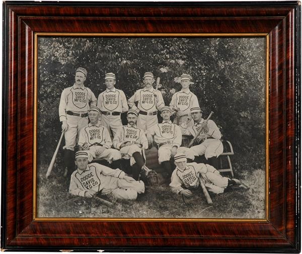Large 1880's Baseball Team Wearing Bib-Front Uniforms Photograph
