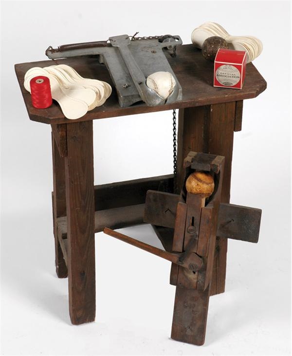 - 1910's-20's Baseball Stitching Table and Vise