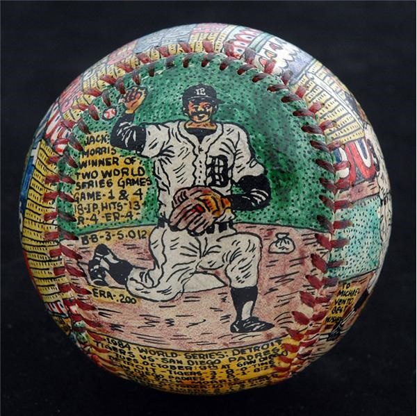 - 1984 World Champion Detroit Tigers Handpainted Baseball by George Sosnak