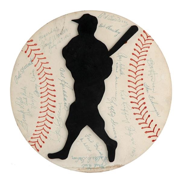 - 1967 Baseball Hall of Famers Signed Baseball Display