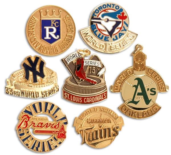 - Large Collection of World Series Press Pins Including 1960 and 1972 Pirates (47)